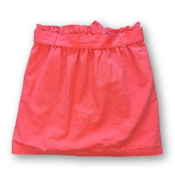 J Crew Paper Bag Belted Linen Skirt in Coral Size Medium - Picture 4 of 5